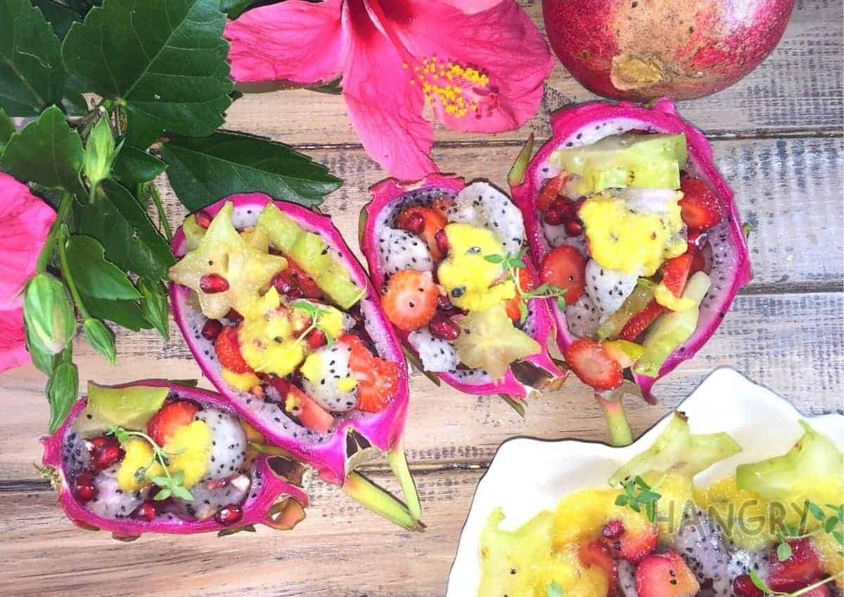 Exotic, Tropical, Pomegranate and Strawberry Fruit Salad