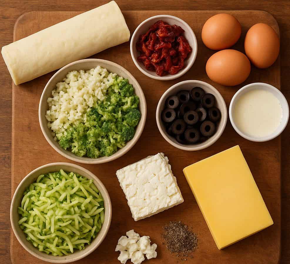 Ingredients for Cauliflower, Broccoli and Courgette Vegetarian Pie