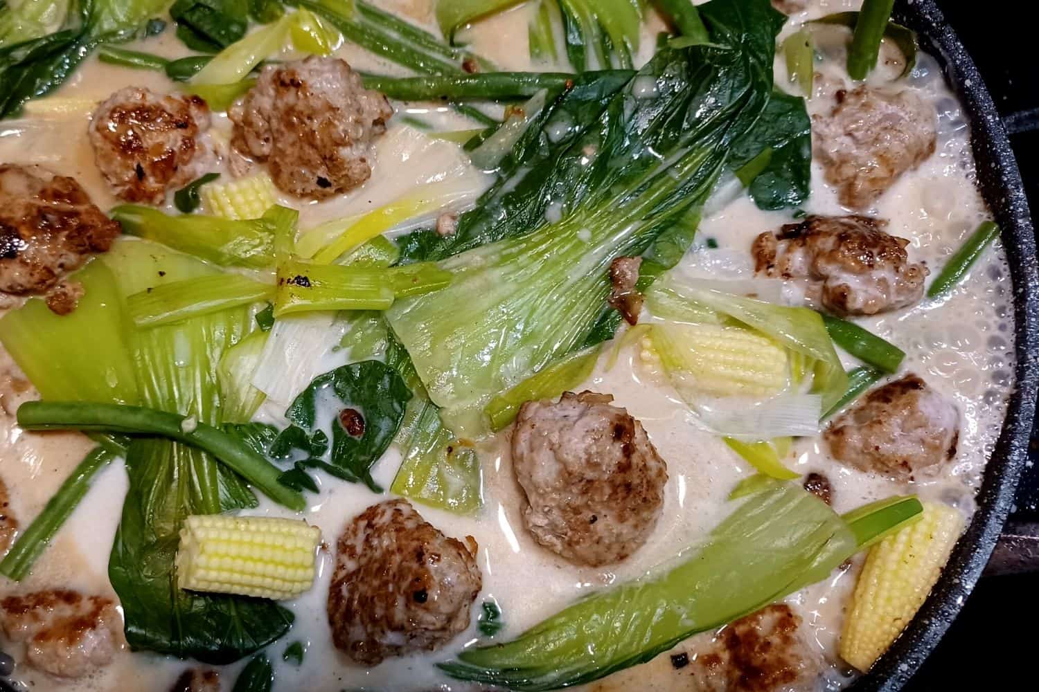 Thai Green Curry with Pork Mince Balls