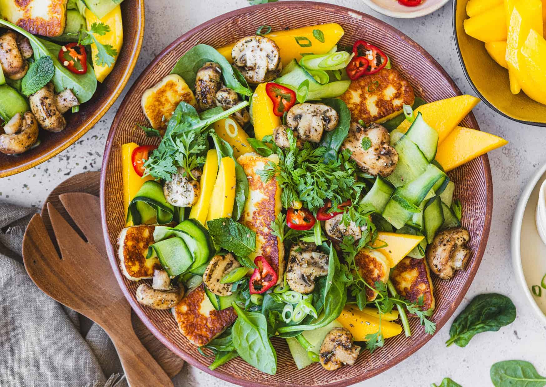 Mushroom, Mango & Halloumi Salad
