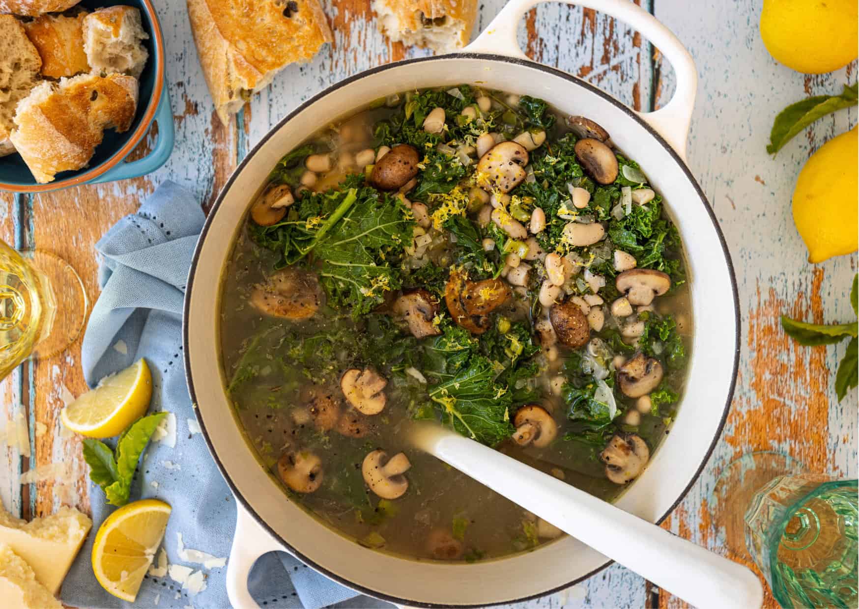 Mushroom, Kale & Cannellini Bean Soup