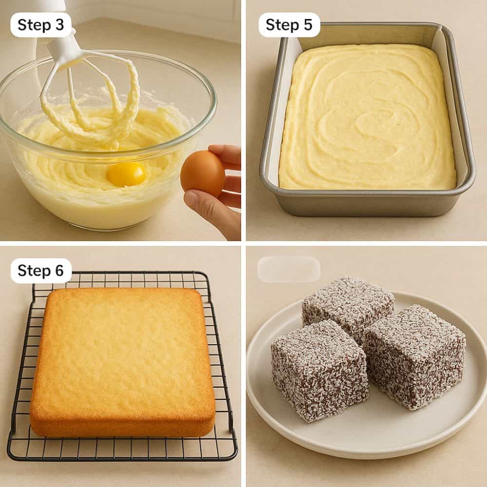 Step by Step images for Lamngtons