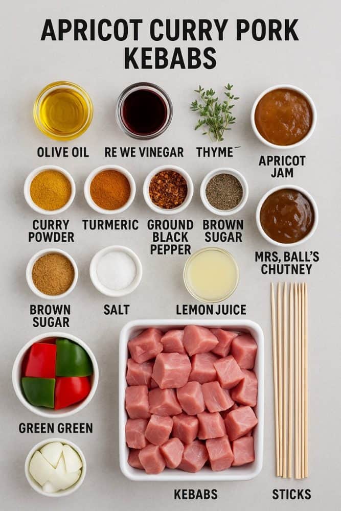 Apricot Curry Pork Kebabs Ingredients