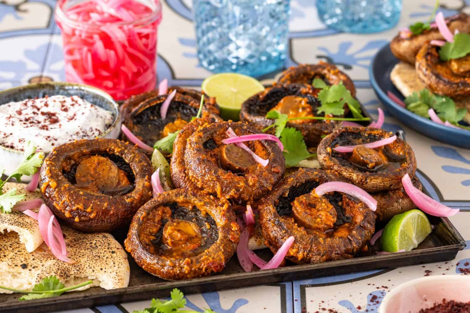 HARISSA BUTTER ROASTED MUSHROOMS WITH SPICY LEMON YOGHURT