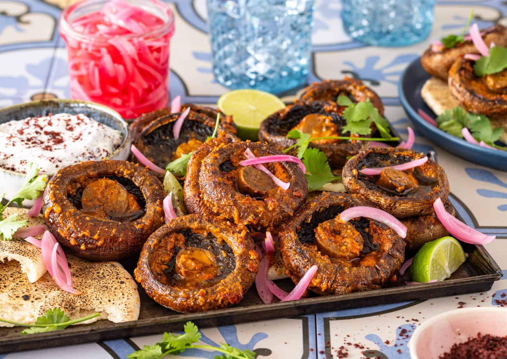 HARISSA BUTTER ROASTED MUSHROOMS WITH SPICY LEMON YOGHURT