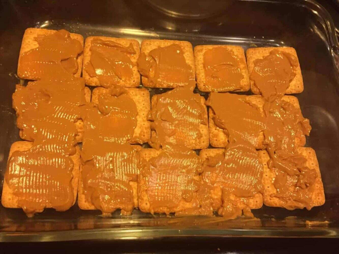 Spreading the biscuits