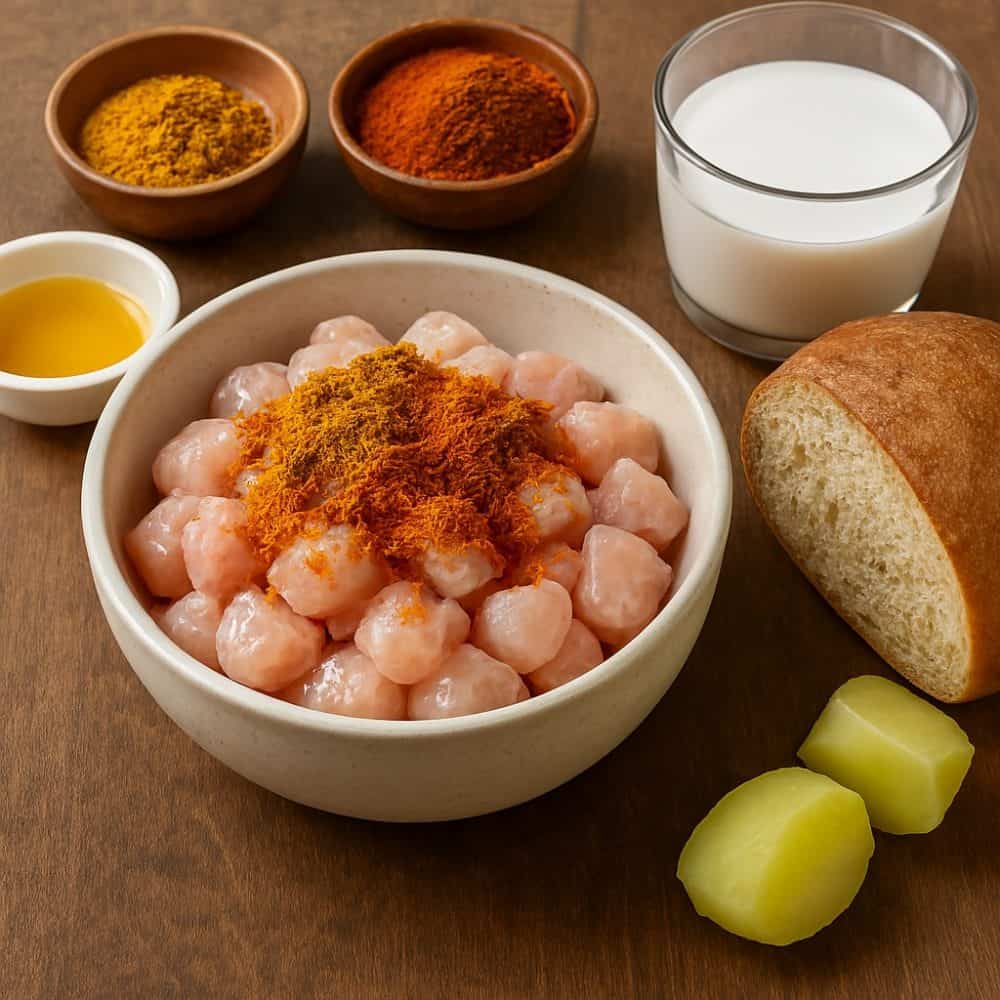 Ingredients for Pulled Chicken Bunny Chow Served in Fresh Pot Bread