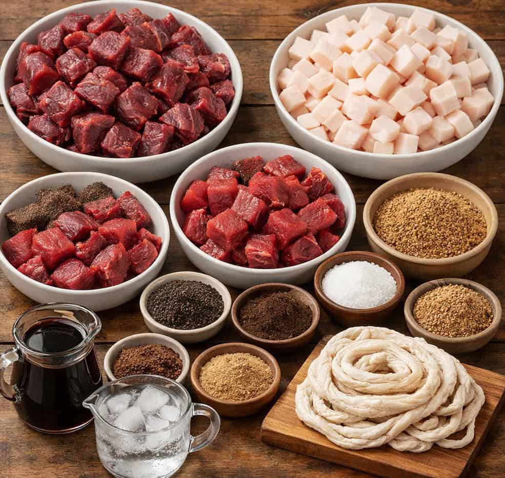 Ingredients for Spiced-Up Game Boerewors with Serious SA Flavour