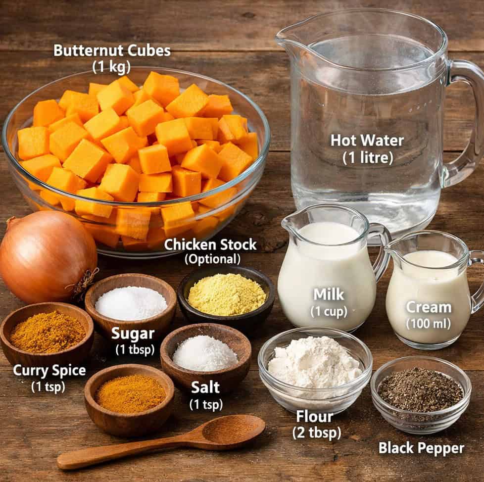 Velvety Curried Butternut Soup with Rich Chicken Stock